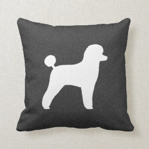 White Toy Poodle Silhouette Cushion