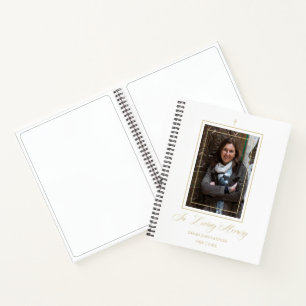White Traditional & Elegant Golden Photo Funeral Notebook