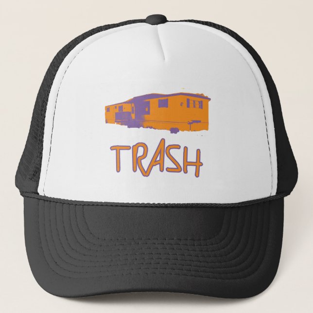 White Trailer Park Trash Poor Dumb Redneck Trucker Hat (Front)