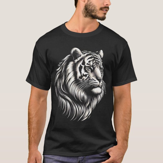 White transparent background tiger face T-Shirt (Front)