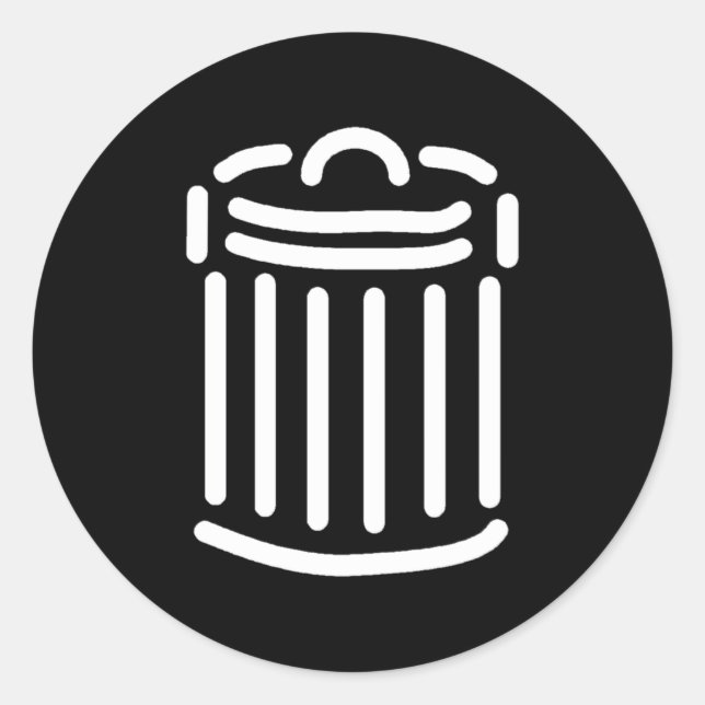 White Trash Can Symbol Classic Round Sticker (Front)