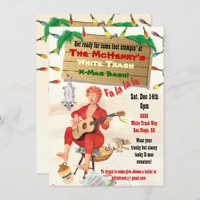 White Trash Christmas Bash Invitations (Front/Back)