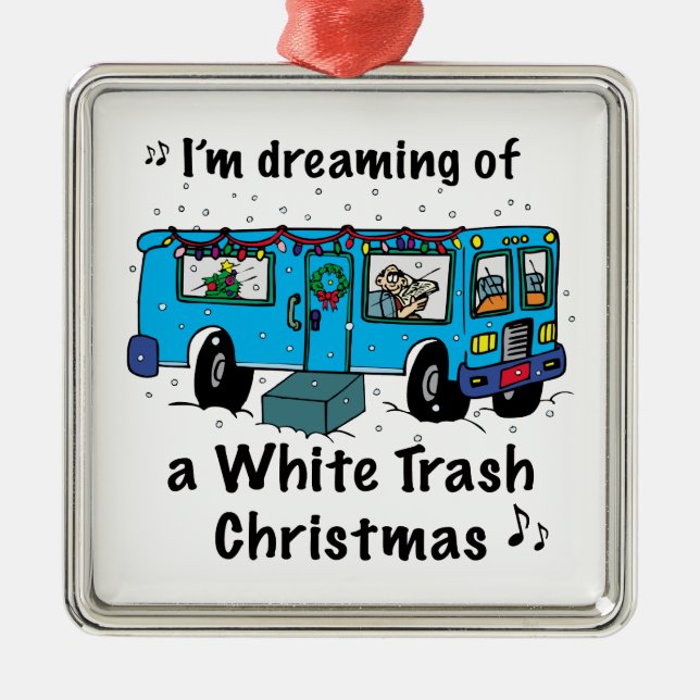White Trash Christmas Metal Tree Decoration (Front)