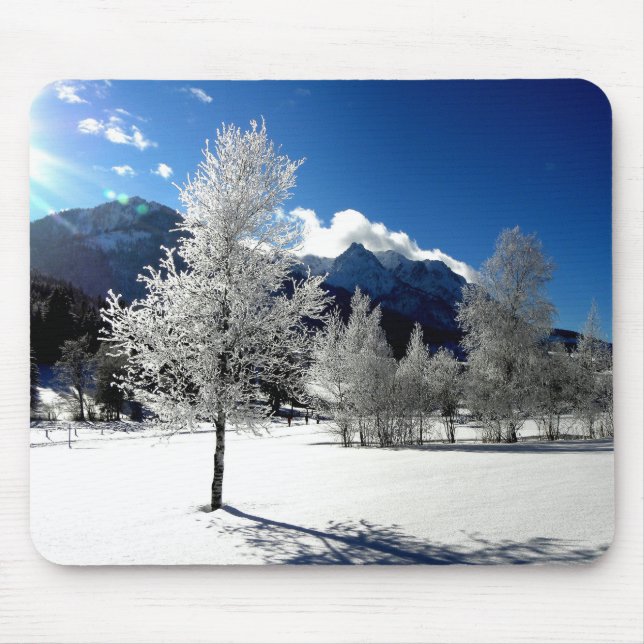 White Tree and Mountain View Mouse Pad (Front)