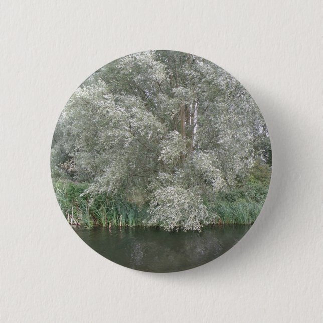 White Tree and River Landscape Button (Front)
