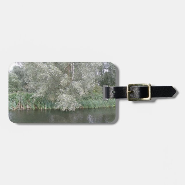 White Tree and River Landscape Custom Luggage Tag (Front Horizontal)