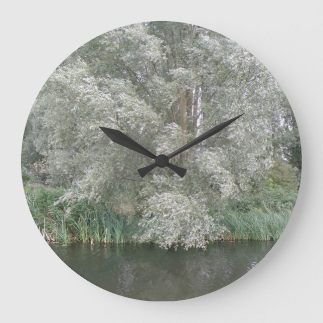 White Tree and River Landscape Wall Clock (Front)