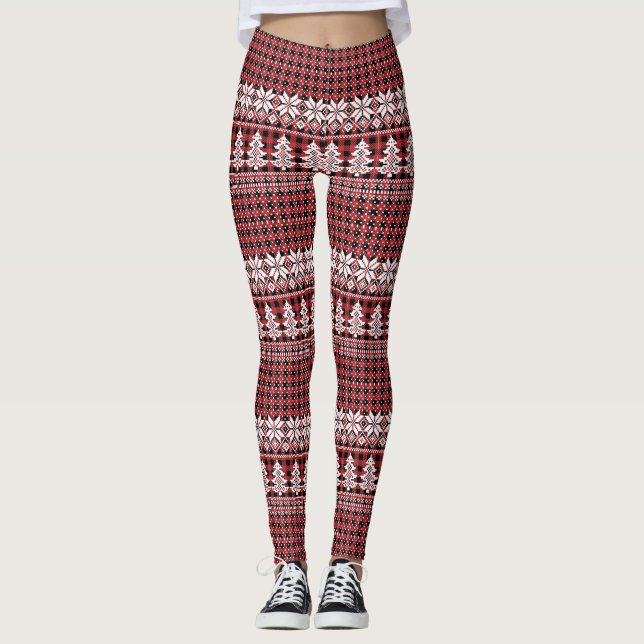 White Tree and Snowflake Leggings (Front)