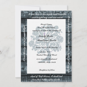White Tree Blue Wood Poetry Wedding Invitation