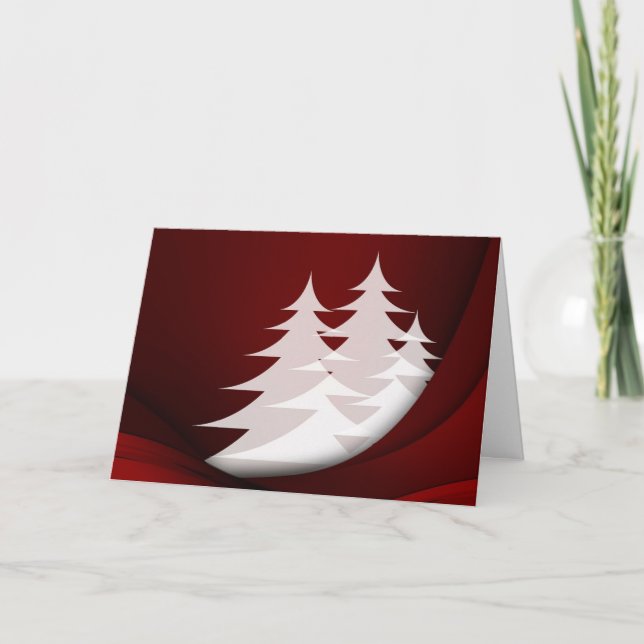 White Tree Christmas Greeting Card (Front)