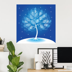 White Tree In The Snow Poster