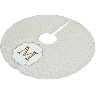 White Tree Leaf Monogram Initial Tree Skirt