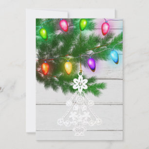 White Tree Ornament Vintage Lights Template