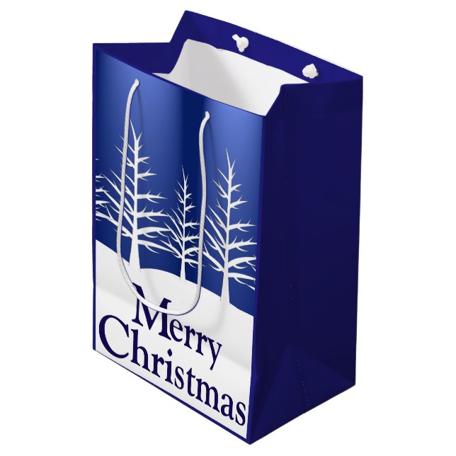 White Tree Silhouettes Christmas Medium Gift Bag (Front Angled)