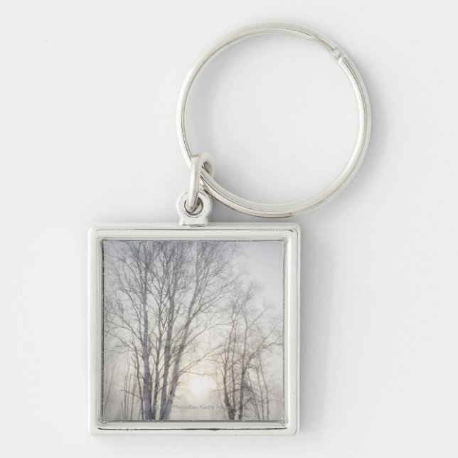 White Trees on a Snowy Day Key Ring (Front)