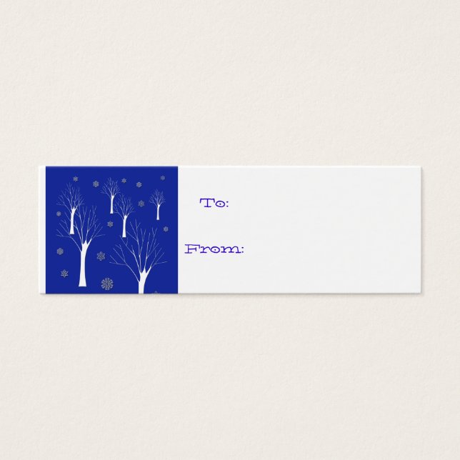 white trees on blue gift tag (Front)