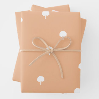 White Trees on Light Brown Background Wrapping Paper Sheet