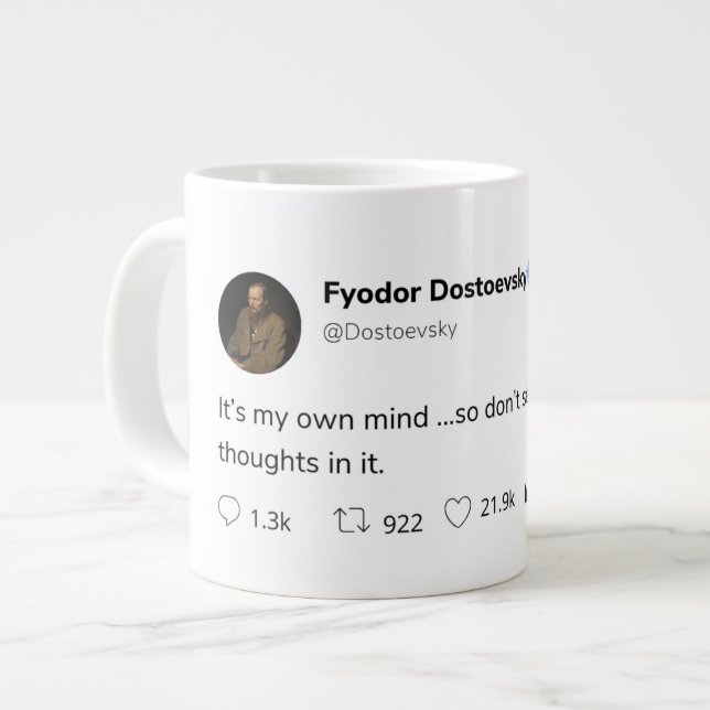 white trendy modern text quote trendy  large coffee mug (Front Left)