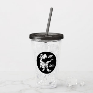 White Trex the Boss Dino Acrylic Tumbler