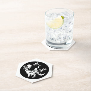 White Trex the Boss Dino Paper Coaster