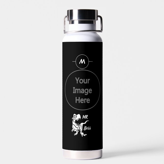 White Trex the Boss Dino Water Bottle (Back)