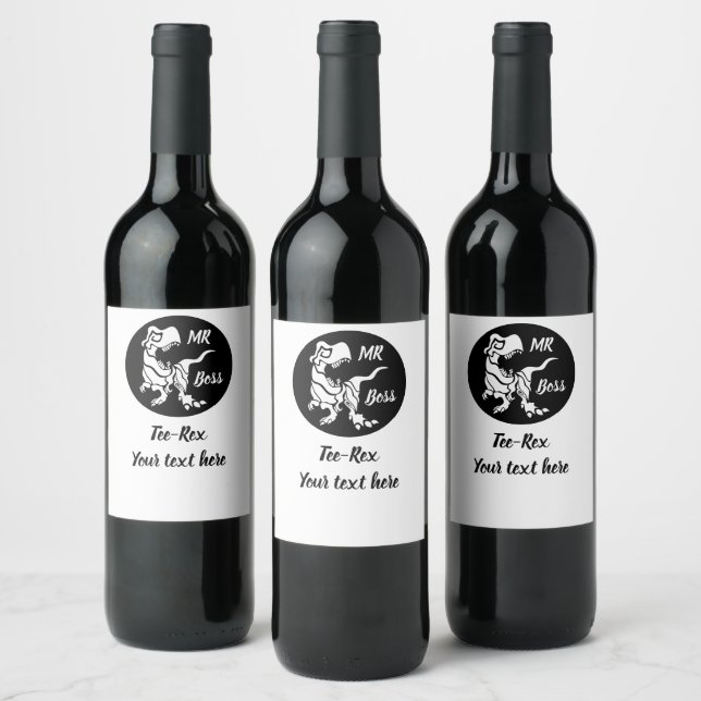 White Trex the Boss Dino Wine Label (Bottles)