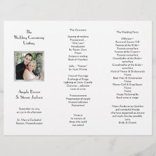 White Tri-fold Photo Template Wedding Program