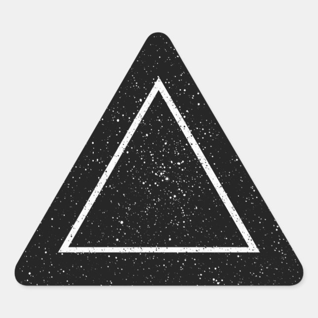 White triangle outline on black star background triangle sticker (Front)