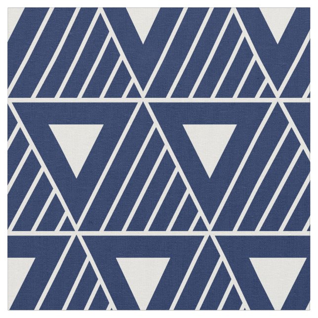 White Triangles Modern Pattern Custom Background Fabric (Close Up)