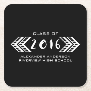 White Tribal Aztec Graduation Paper Coasters