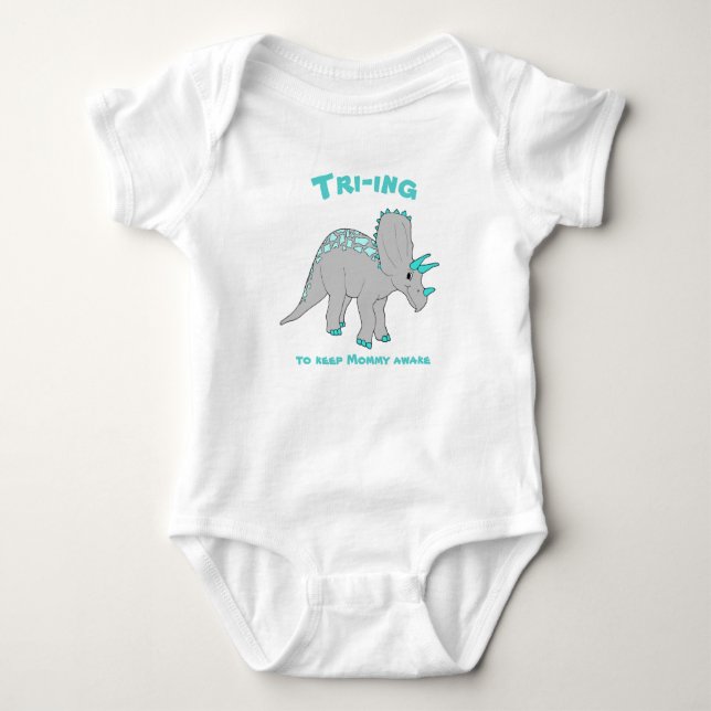 White Triceratops Baby Boy Bodysuit (Front)