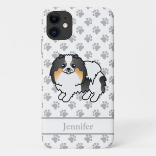 White Tricolor Pomeranian Cute Cartoon Dog & Name Case-Mate iPhone Case