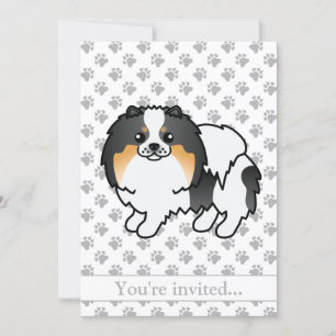 White Tricolor Pomeranian Cute Dog Birthday Party Invitation