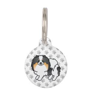 White Tricolor Pomeranian Cute Dog & Pet's Info Pet Tag
