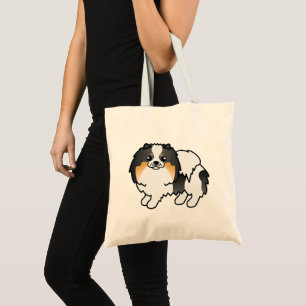 White Tricolor Pomeranian Dog Design Tote Bag