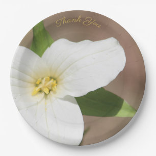 White Trillium Flower Large Paper Plate