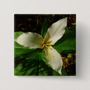 White Trillium Flower Spring Wildflower 15 Cm Square Badge