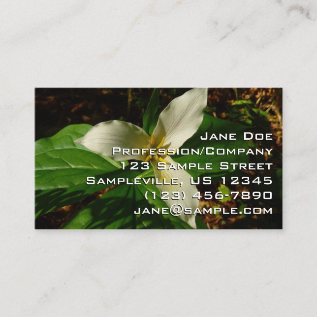 White Trillium Flower Spring Wildflower Business Card (Front)