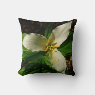 White Trillium Flower Spring Wildflower Cushion
