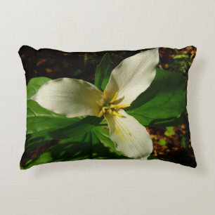 White Trillium Flower Spring Wildflower Decorative Cushion