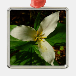 White Trillium Flower Spring Wildflower Metal Tree Decoration