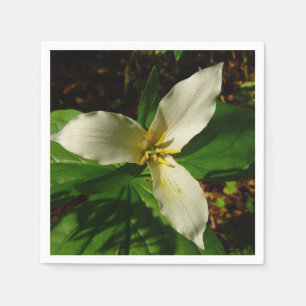 White Trillium Flower Spring Wildflower Napkin