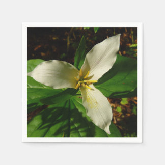 White Trillium Flower Spring Wildflower Napkin