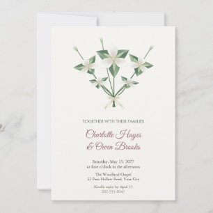 White Trillium Posy Wedding Invitation