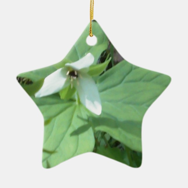 white trillium with greenry ceramic tree decoration (Front)