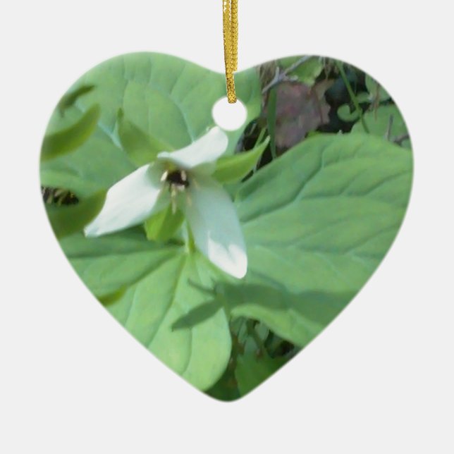 white trillium with greenry ceramic tree decoration (Front)