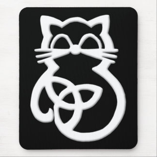 White Trinity Knot Celtic Cat Mousepad