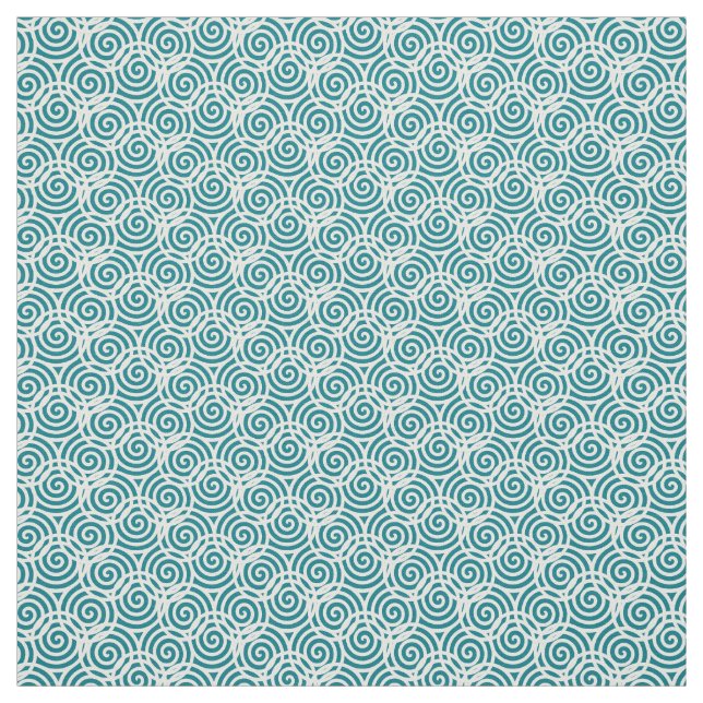 White Triple Spiral Abstract Design Fabric (Swatch)