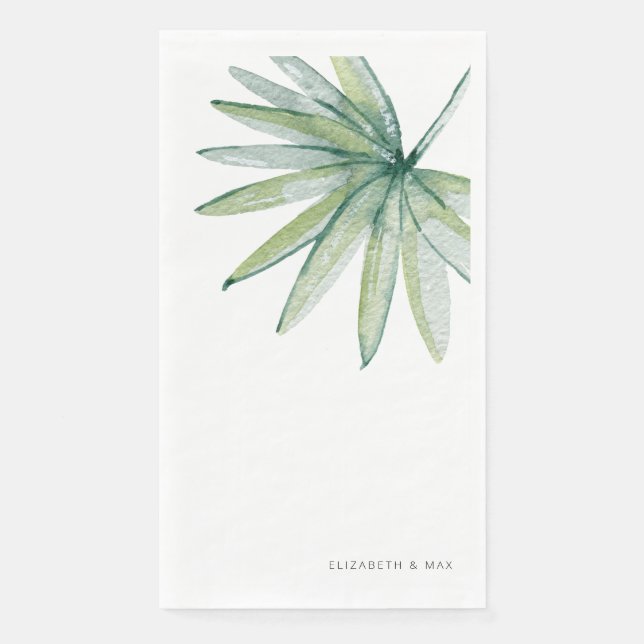White Tropical Couple Names Wedding Napkin (Front)