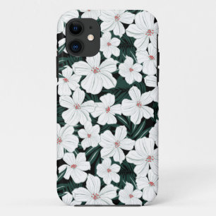 White Tropical Flowers Pattern Case-Mate iPhone Case